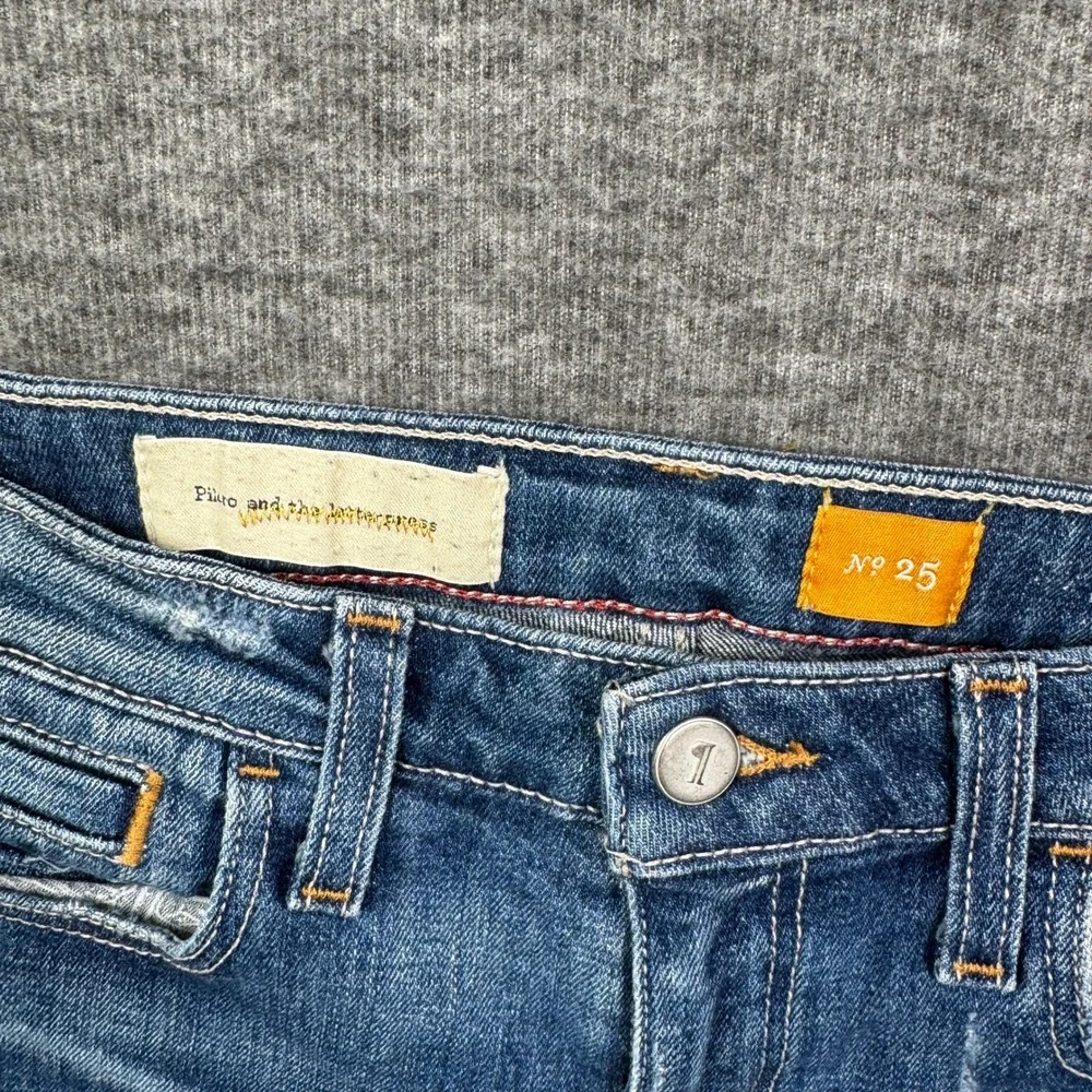 Anthropologie Pilcro Denim Shorts Distressed Blue Jean Rolled hem Shorts size 25 - Picture 3 of 7